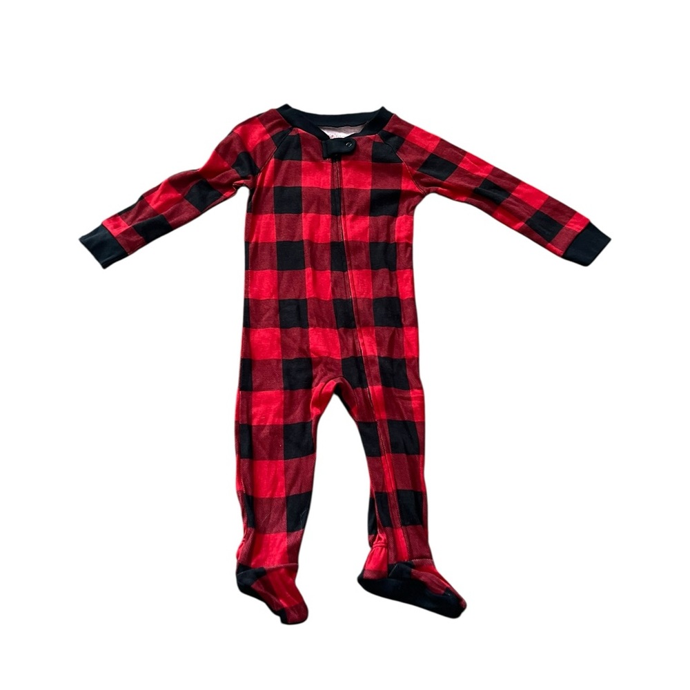 Wondershop Baby Size 6-9M Red Check Footed Pajamas